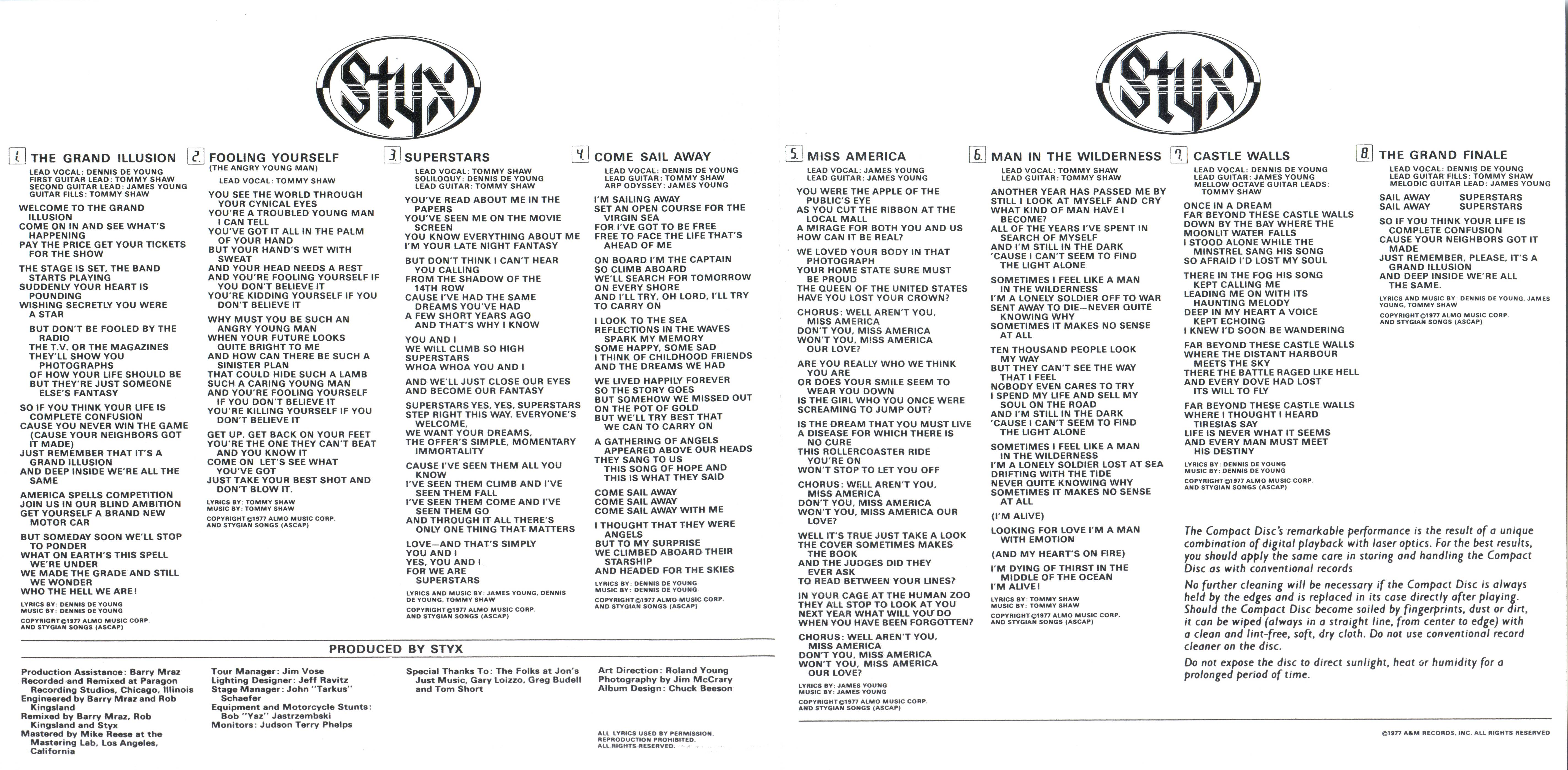 Styx  The Grand Illusion : Booklet